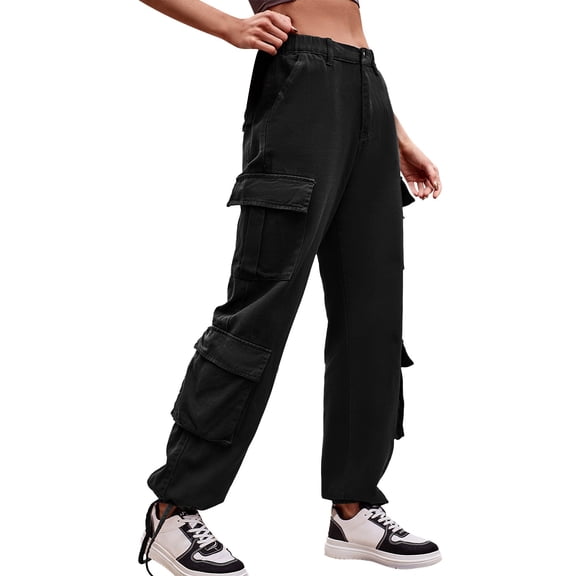 Parachute Pants For Women Drawstring Elastic Waist Ruched Baggy Cargo Pants Multiple Pockets Jogger Pant Womens Pants Suite Casual Work Pants Women Straight Leg Dress Pants for Women Business Casual
