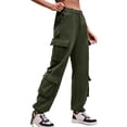 thumbnail image 1 of Parachute Pants For Women Drawstring Elastic Waist Ruched Baggy Cargo Pants Multiple Pockets Jogger Pant Womens Pants Suite Casual Work Pants Women Straight Leg Dress Pants for Women Business Casual, 1 of 7
