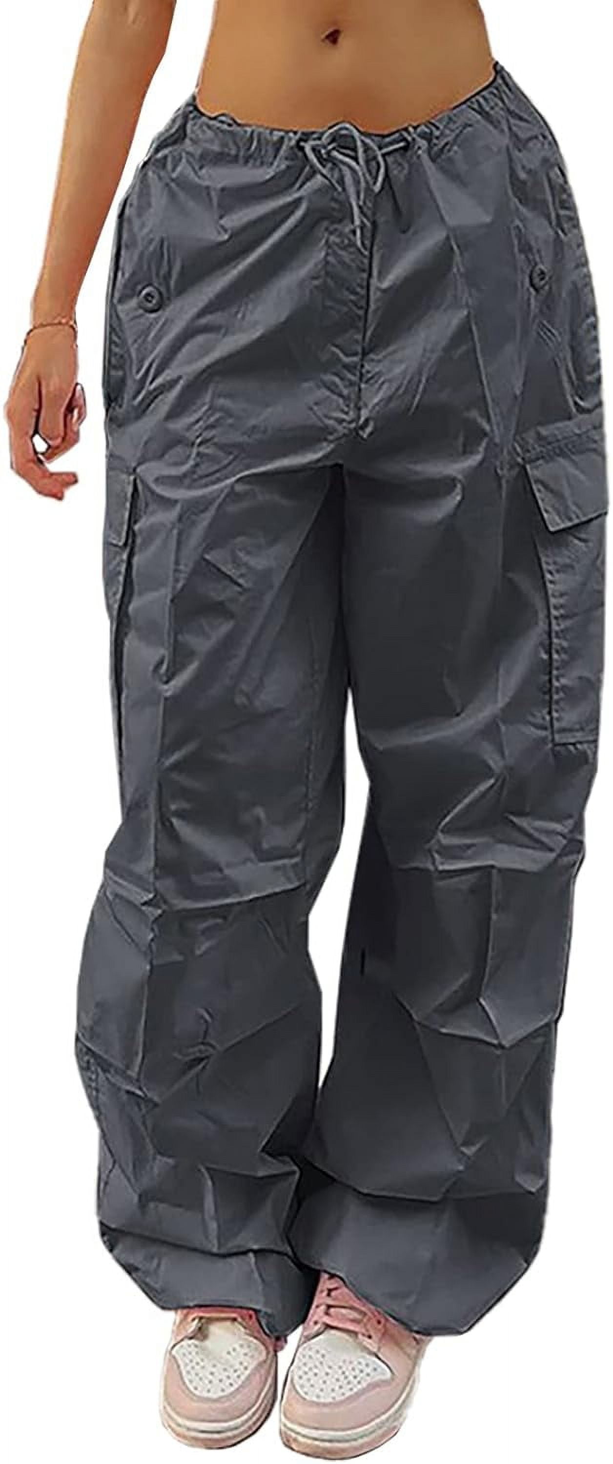 Parachute Pants for Women Baggy Cargo Pants Drawstring Trousers Low ...