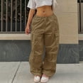 thumbnail image 1 of Parachute Pants for Women Y2K Baggy Cargo Pants Drawstring Trousers Low Rise Loose Jogger Sweatpants, 1 of 9