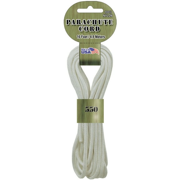 Paracord 550 / Nylon Parachute Cord 4mm - White (16 Feet/4.8 Meters)
