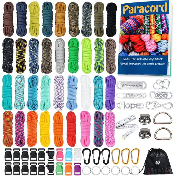 Paracord Combo Kit - 36 Colors, Multifunction Ropes & Accessories for Crafts