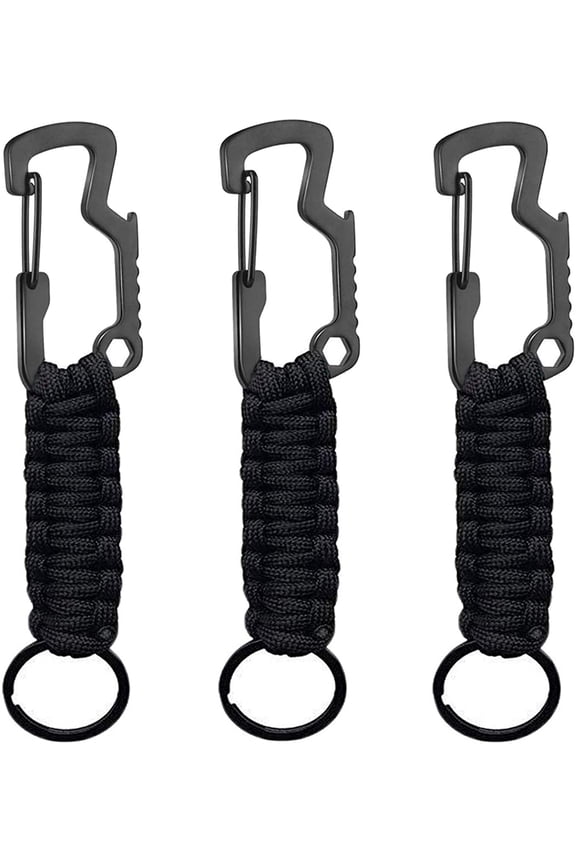 Paracord Keychain Lanyard Woven key chain with Carabiner for Keys Flashlight Whistle Backpack for Men Women
