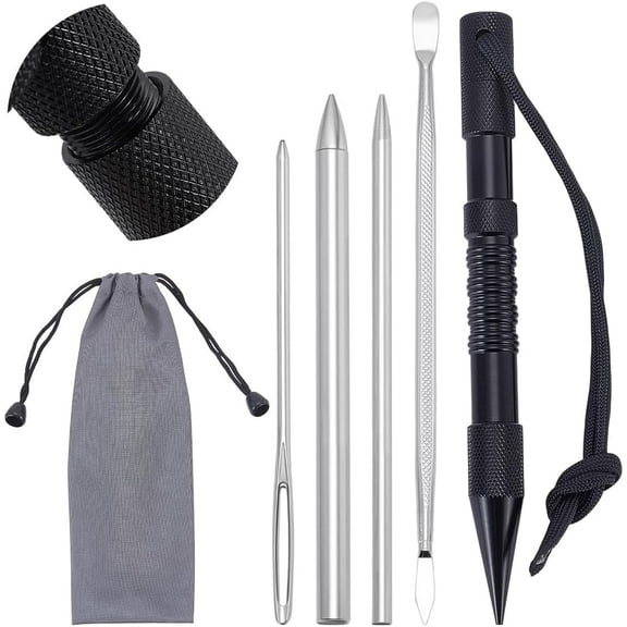 Paracord Knotters Tool with 1Pcs Paracord FID Set Metal Marlinspike Set Stitching Lacing Needles Smoothing Knotter Tools for Leather Rope Cords Work Bracelet Weaving Gray