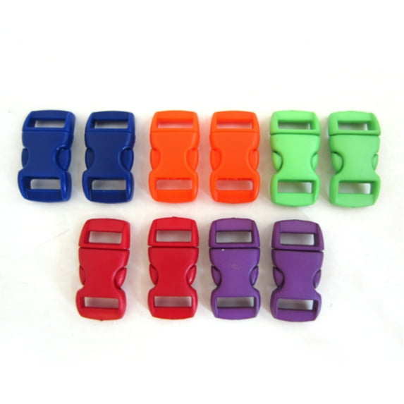 Paracord Planet 10 Pack of 3/8-Inch Buckles – Assorted Colors – Contoured Side Release – 5 Colors – 2 Sets