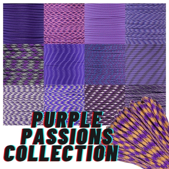 Paracord Planet | 550 Paracord 10 FT (Hanks) Purple Blends Colors – Type III 550 LB Test Parachute Cord