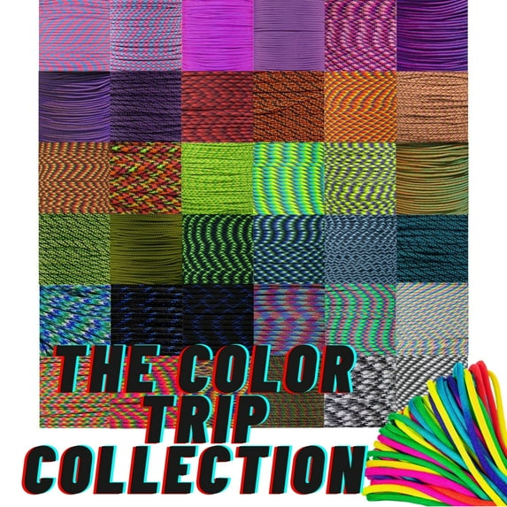 Paracord Planet | 550 Paracord 10 FT (Hanks) Trippy Colors – Type III 550 LB Test Parachute Cord