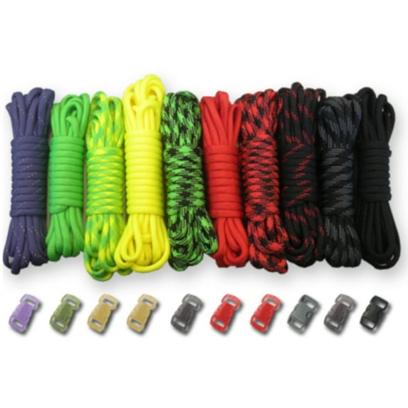 Paracord Planet 550lb Type III Paracord Combo Crafting Kits with Buckles