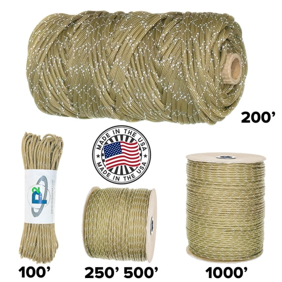 Paracord Planet 700lb Criss Cross Double-Reflective Paracord - 2 Bright Retro-Reflective Tracers for the Best in High-Visibility Cord - 100% Nylon Cord is Made in the USA