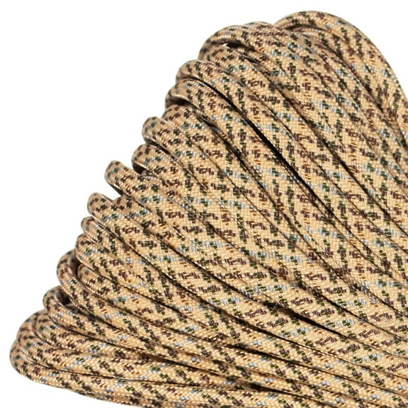 Paracord Planet Brand 550 lb Type III Commercial Grade Parachute Cord - Sand Camo 1000 Feet - USA Made