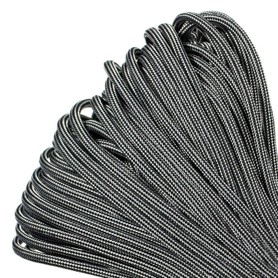 Paracord Planet Brand 550 lb Type III Commercial Grade Parachute Cord - Silver with Black Stripes 10 Feet - USA Made