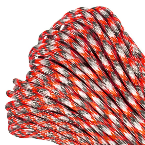 Paracord Planet Brand 550 lb Type III Commercial Grade Parachute Cord - Sneaky Orange Camo 100 Feet - USA Made