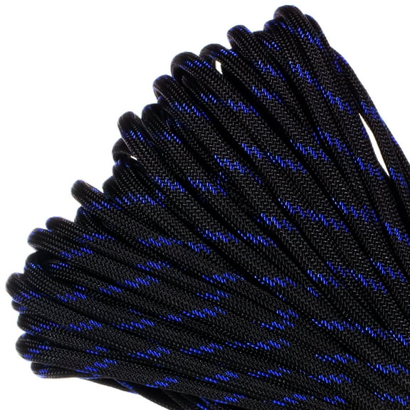 Paracord Planet Brand 550 lb Type III Commercial Grade Parachute Cord - Thin Blue Line 100 Feet - USA Made