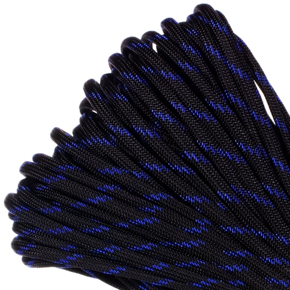 Paracord Planet Brand 550 lb Type III Commercial Grade Parachute Cord - Thin Blue Line 25 Feet - USA Made