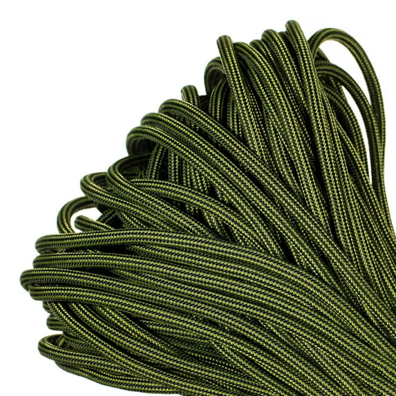 Paracord Planet Brand USA Made 550 lb Commercial Grade Type III Para Cord - Moss with Black Stripes 100 Feet