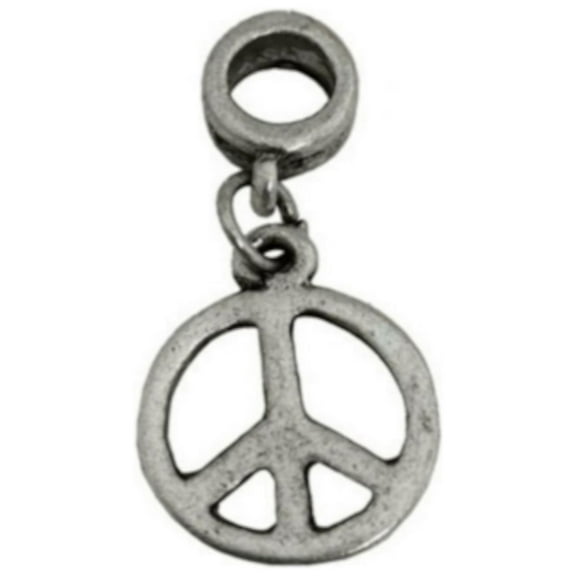 Paracord Planet Dangle Charm Beads - Silver Skulls, Peace Signs, & Stars - Packs of 5, 10, or 20