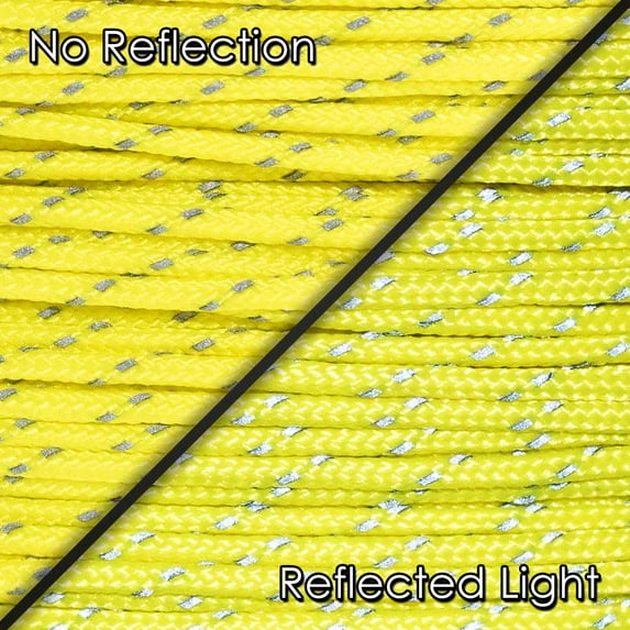 Paracord Planet Fluorescent Reflective 95lb 1.8mm Paracord – Many Colors Available – Available in Lengths of 10', 25', 50', 100', 250', 1000' – Ideal for Camping, Hiking, Tent Rope, Guyline