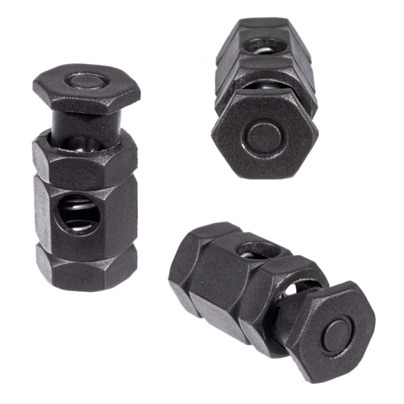 Paracord Planet Hexagon Cord Lock with 5 Millimeter Hole in Black - Secure Cords and More