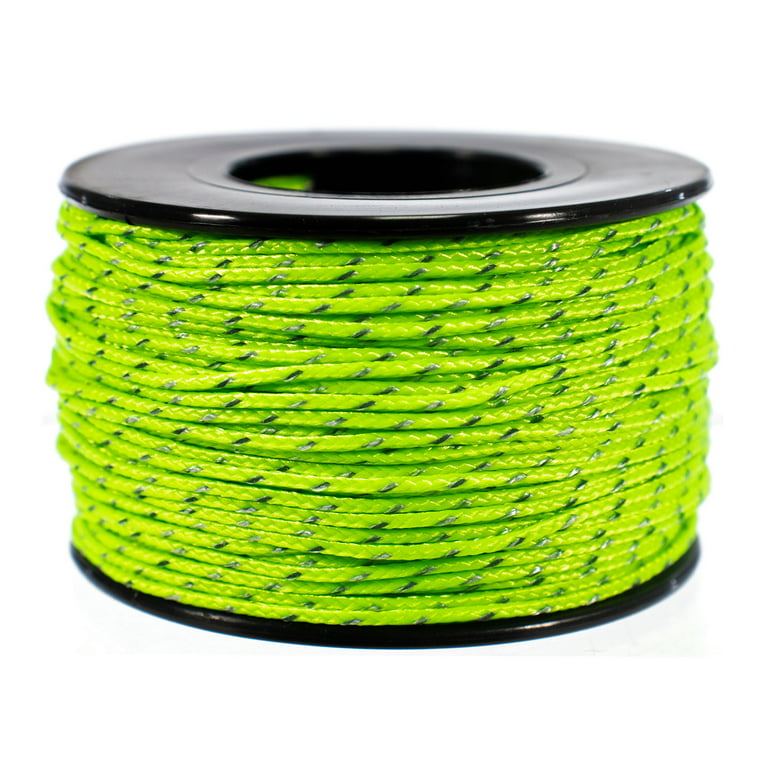 Paracord Planet Micro Cord - Glow in The Dark or Reflective Cord - 1.18mm Diameter - 125 Foot Spool Braided Cording, Size: 125', Green