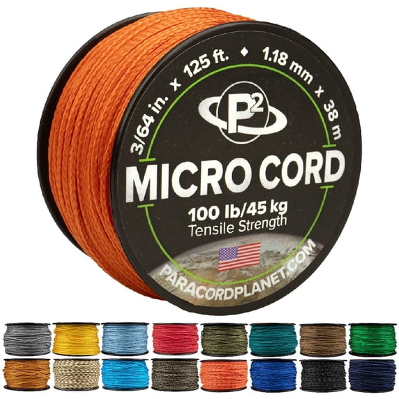 Paracord Planet Micro Paracord – Thin Braided Cord for Crafting, Fishing, and DIY Projects in 125 ft Spools – Burnt Orange