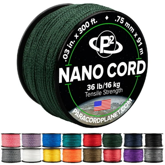 Paracord Planet Nano Cord - 300 foot Spools of .75 mm Nylon Cord - Dark Green