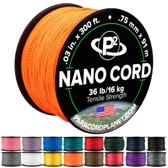 Paracord Planet Nano Cord - 300 foot Spools of .75 mm Nylon Cord - Neon Orange