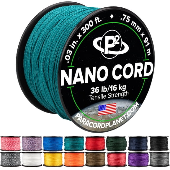 Paracord Planet Nano Cord - 300 foot Spools of .75 mm Nylon Cord - Teal