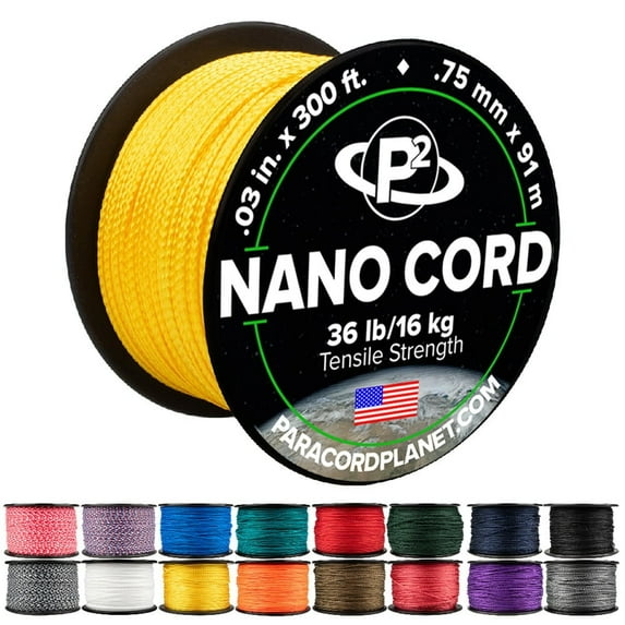 Paracord Planet Nano Cord - 300 foot Spools of .75 mm Nylon Cord - Yellow