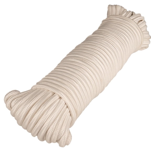 Paracord Planet Utility Cord – Diamond Braided Polypropylene Cord for Camping & Hiking – 1/4" x 100' (White)