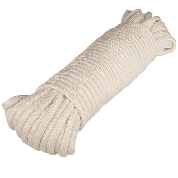 Paracord Planet Utility Cord – Diamond Braided Polypropylene Cord for Camping & Hiking – 5/16" x 100' (White)