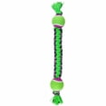 thumbnail image 1 of Paracord Rope Big Dog Toys Durable Braided Double Tennis Ball Tug 18.5" Large (Green / Purple), 1 of 1