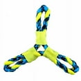 thumbnail image 1 of Paracord Rope Dog Toys Twisted Tri Flyer Tough Durable Fetch Toss Tug 10 1/4" (Yellow / Blue), 1 of 1
