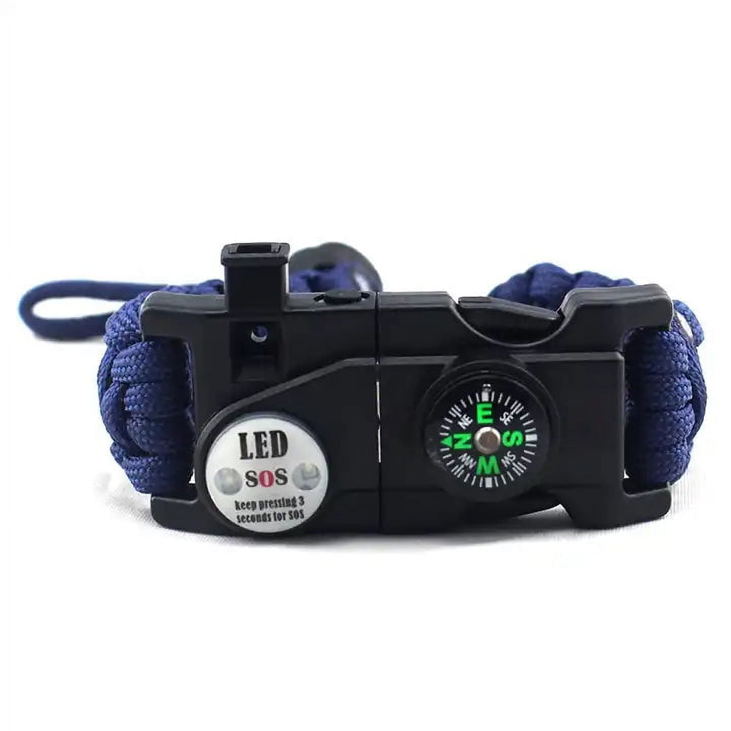 Paracord Survival Bracelet Fire Starter, Compass Whistle, SOS Led Light ...
