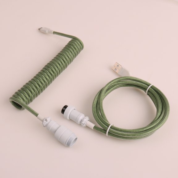 Paracord and PET Double Sleeved Mechanical Keyboard Cable Type C USB C Coiled Cable With GX16 Type c Cable for Keyboard