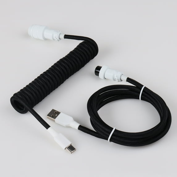 Paracord and PET Double Sleeved Mechanical Keyboard Cable Type C USB C Coiled Cable With GX16 Type c Cable for Keyboard