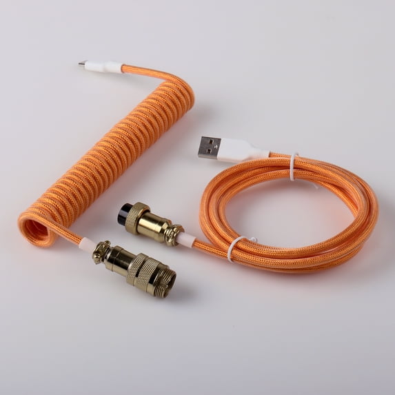 Paracord and PET Double Sleeved Mechanical Keyboard Cable Type C USB C Coiled Cable With GX16 Type c Cable for Keyboard
