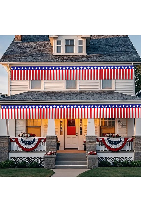 Parade Floats Foil Fringe, 4th of July Parade Float Decoration,American Flag Stripes and Stars Tinsel Patriotic foil Fringe Garland for 4th of July Trailer Car Graduation Homecoming Party