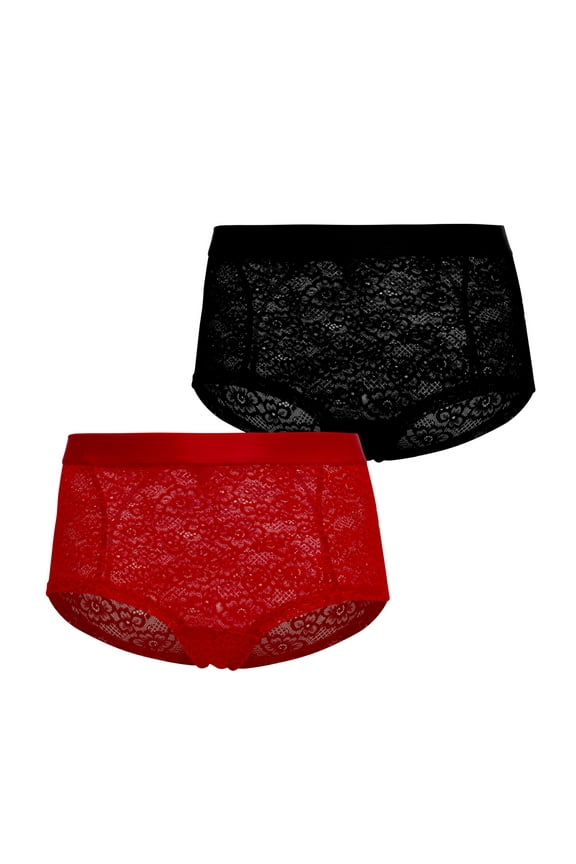Lace Mesh Boyshort Underwear, 2-Pack, Sizes XS to 3XL