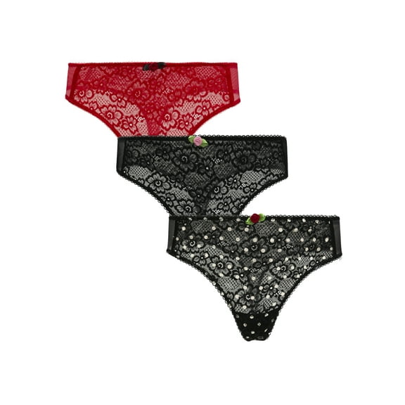 Parade Lace Thong Underwear, 3-Pack, Sizes XS to 3XL
