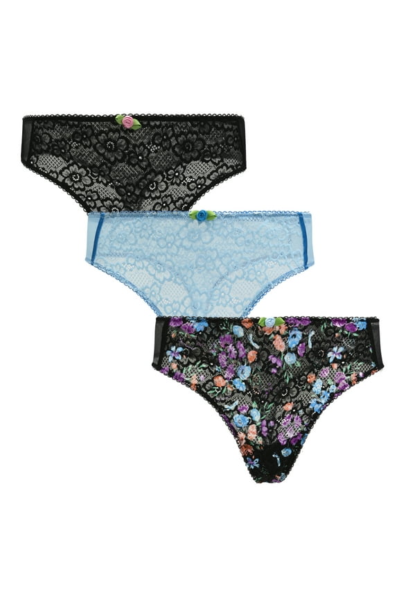Lace Thong Underwear, 3-Pack, Sizes XS to 3XL