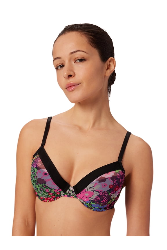 Mesh Floral Print Underwire Demi Bra, Sizes XS to 3XL