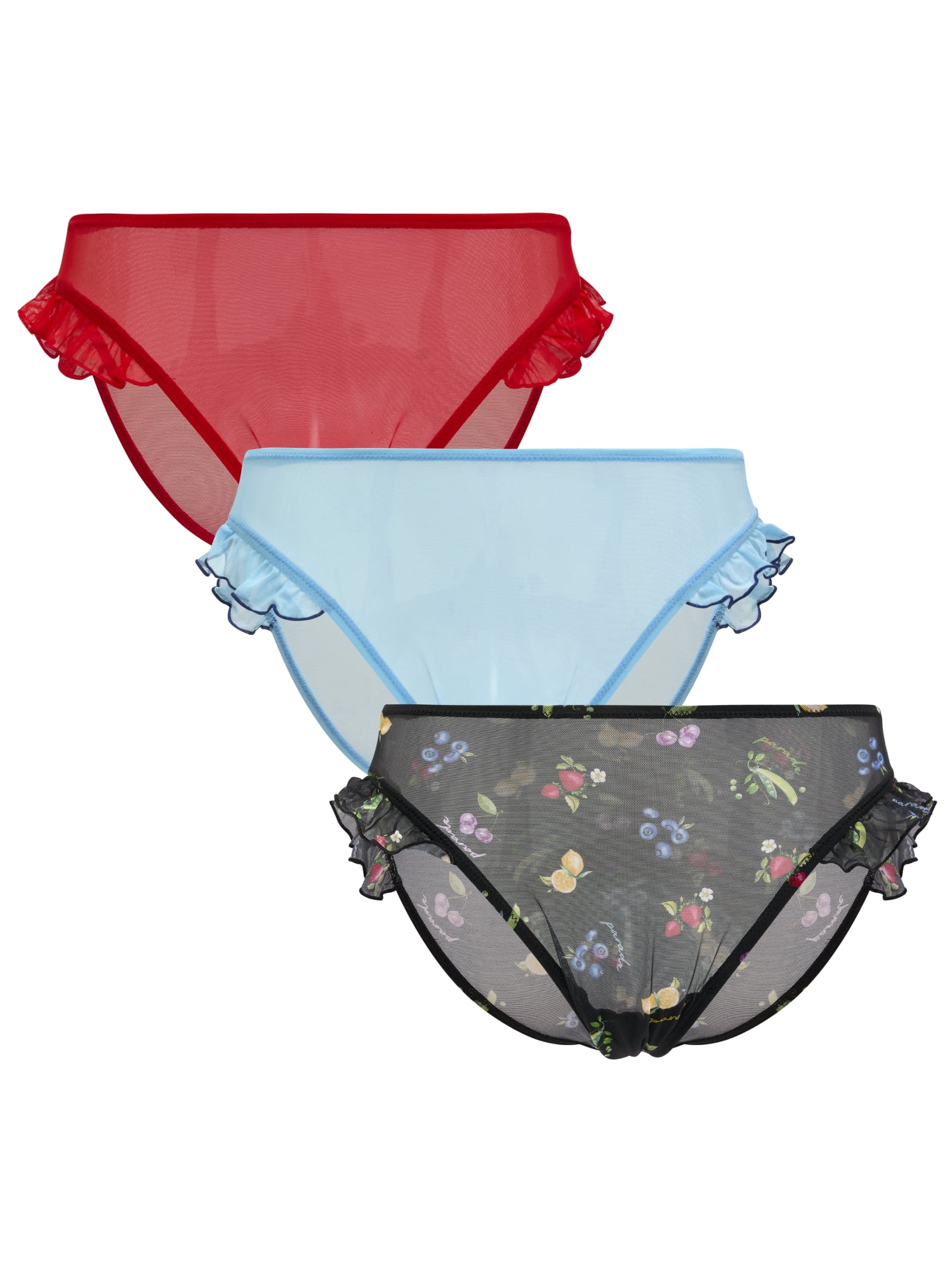 Parade Mesh Ruffle Cheeky Underwear, 3-Pack, Sizes XS to 3XL