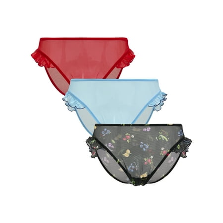 Parade Mesh Ruffle Cheeky Underwear, 3-Pack, Sizes XS to 3XL