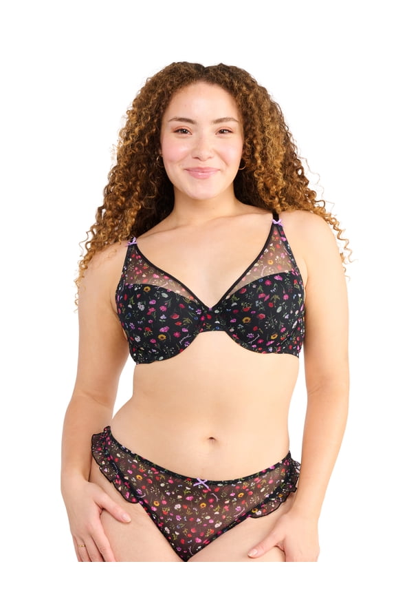 Mesh Ruffle Demi Set, Sizes XS to 3XL