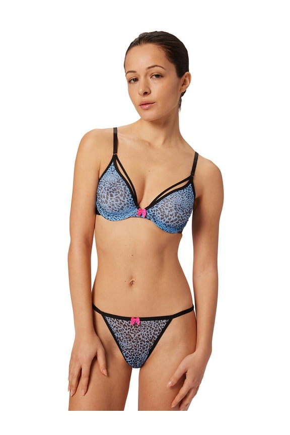 Mesh Underwire Bra and Cheeky Set, Sizes XS to 3XL