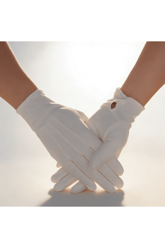 Parade White Cotton Formal Tuxedo Gloves with Snap Cuff