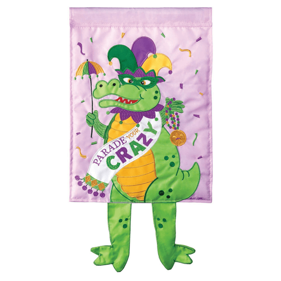 Parade Your Crazy Green Alligator 19 x 13 Small Polyester Outdoor Hanging Garden Flag