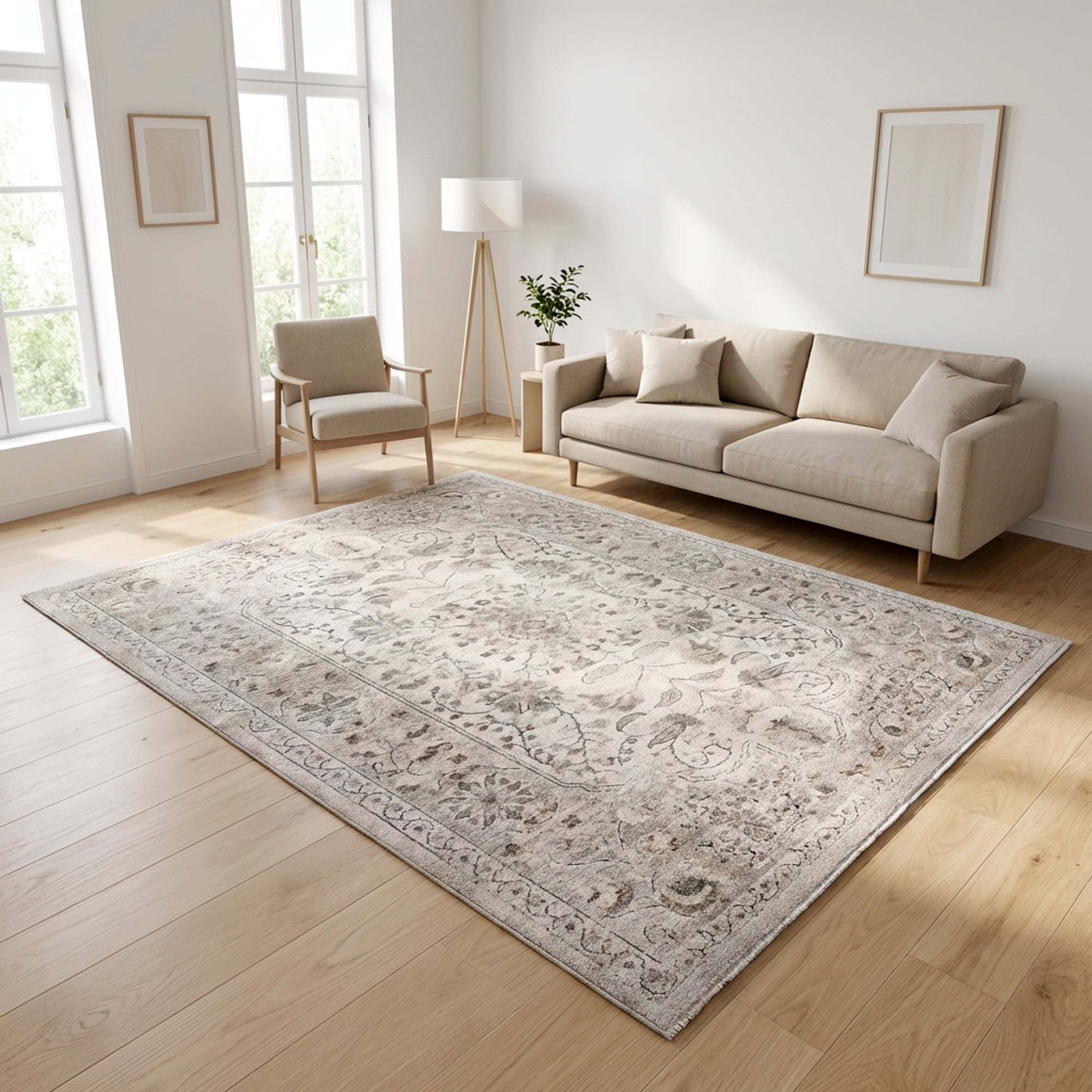 Paradis Orbis Traditional Oriental Ivory Area Rug, 6x9
