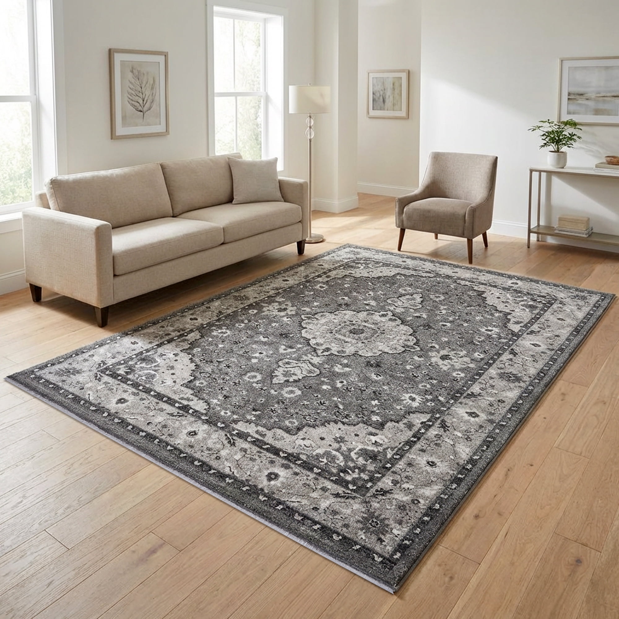 Paradis Ornato Traditional Oriental Gray Area Rug, 8x10