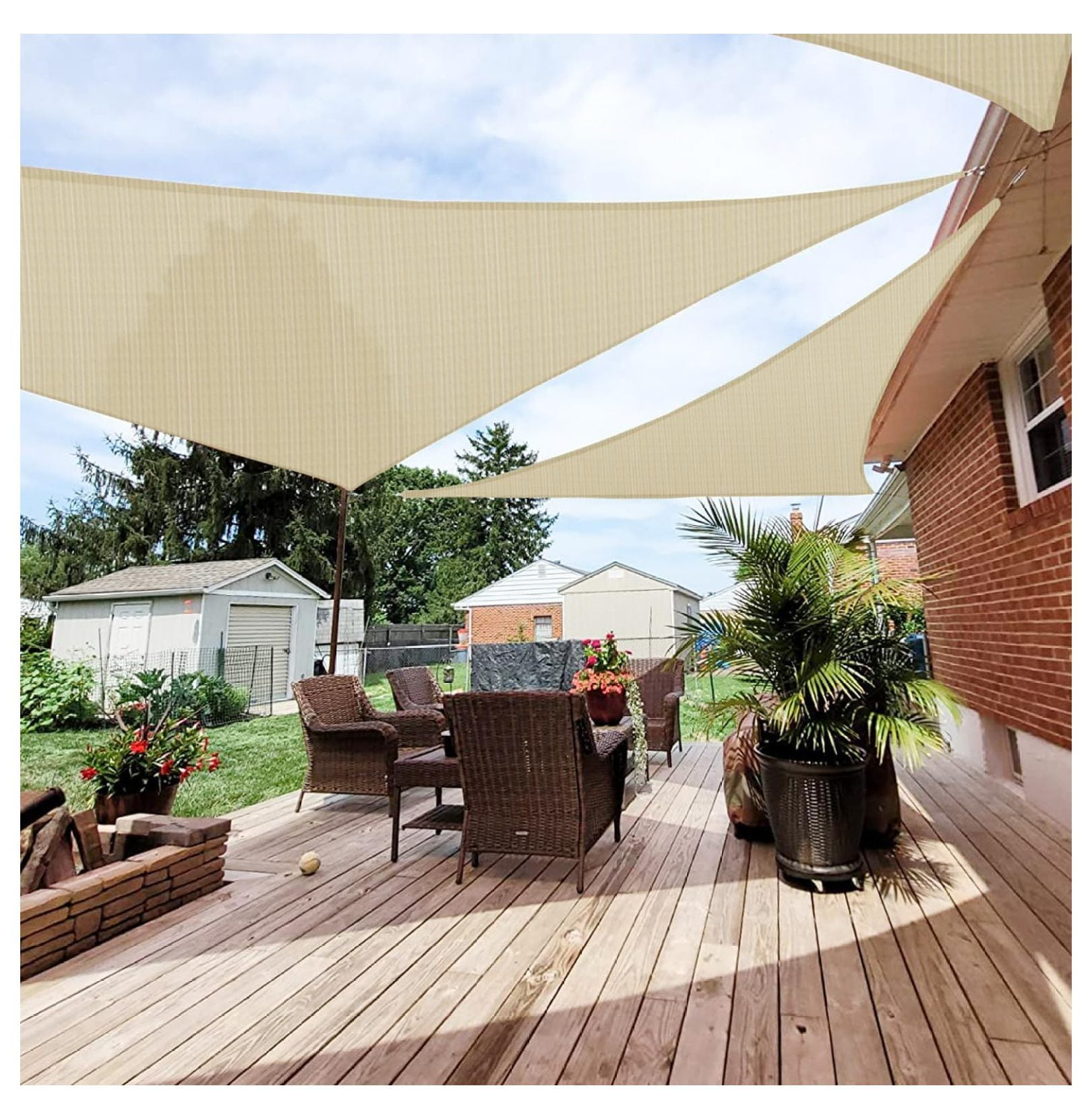 Paradise 28' x 28' x 28' Sun Shade Sail Triangle Canopy, Permeable ...
